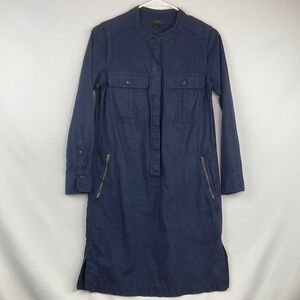 J Crew navy blue military cargo long sleeve dress 0